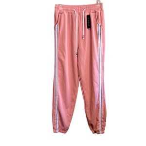 NWT C-Mode Pink Mesh Side Stripe Jogger Sweatpants P2814 Womens‎ Size S/M NEW